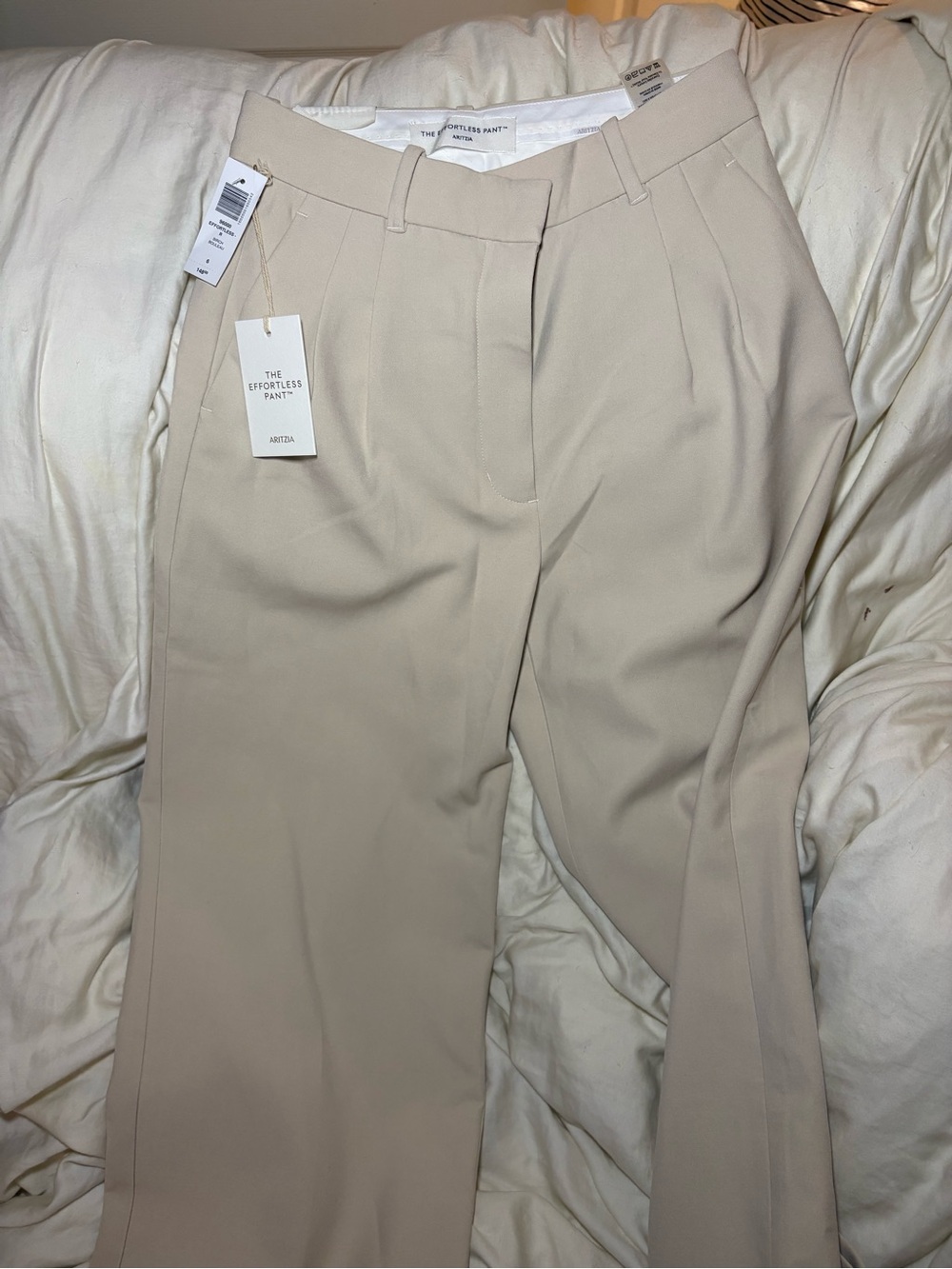 NWT-Aritzia effort pant Women's oatmeal Beige Wide-Leg Trousers